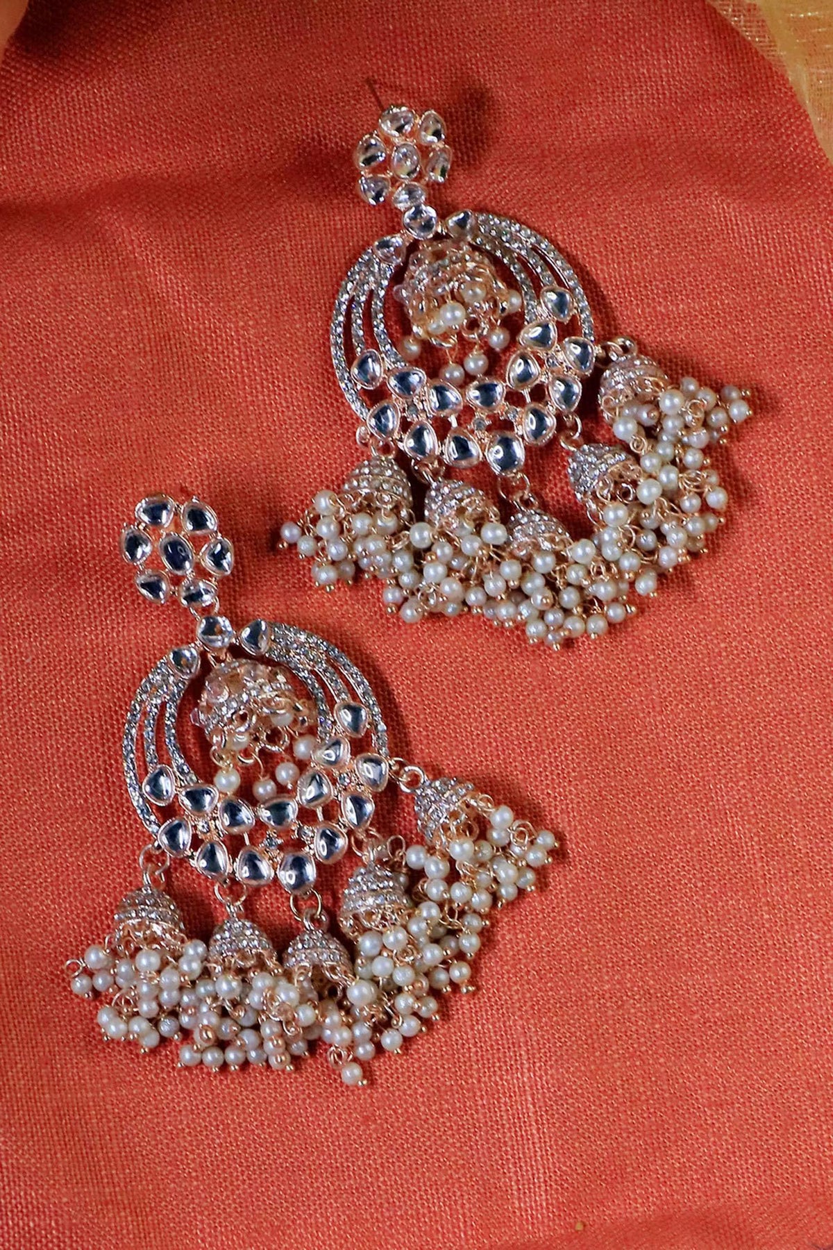 Kundan & American Diamond Pearl Jhumki Earring 