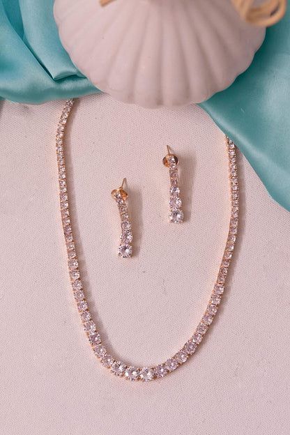 Cubic Zirconia Studded Necklace Set 