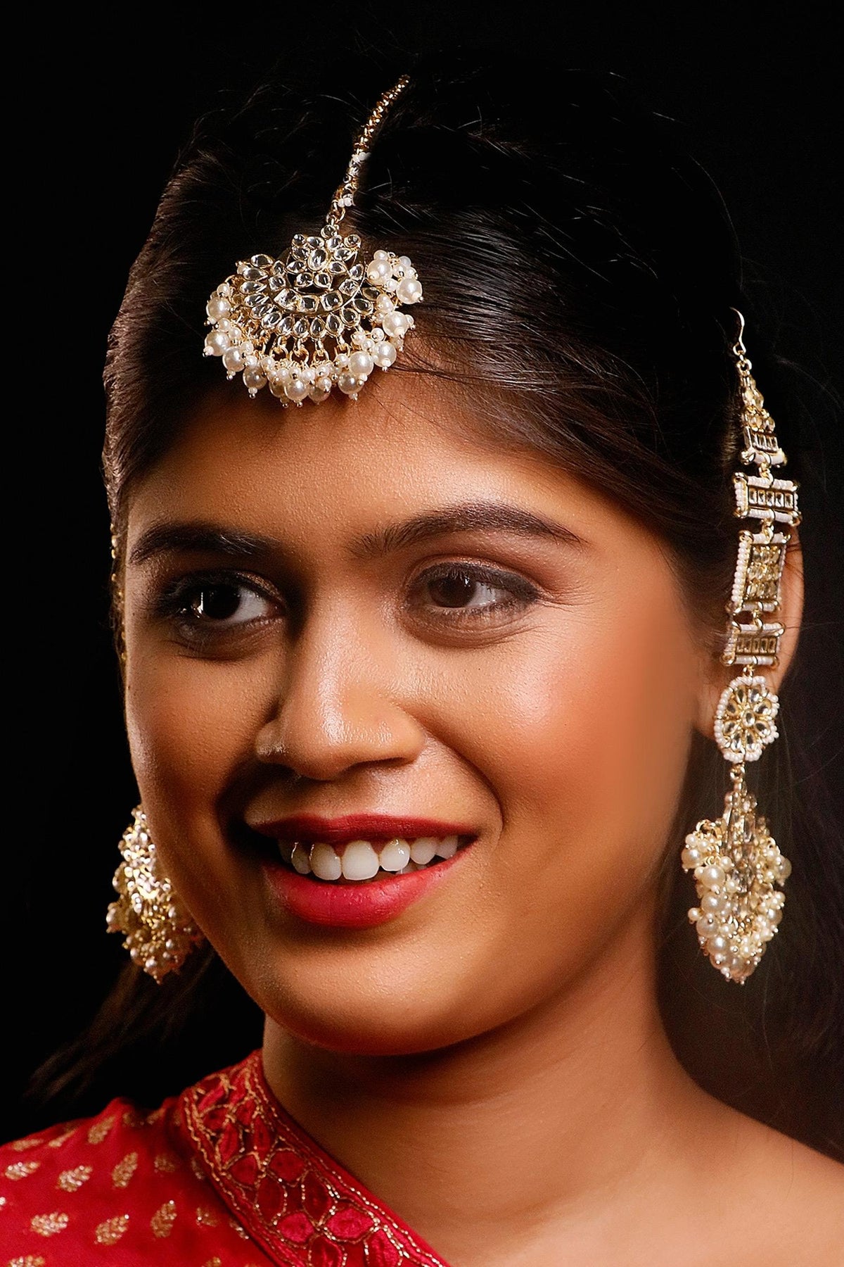 Stone Studded Chandbalis With Maangtikka 