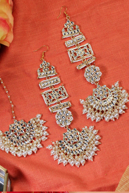Stone Studded Chandbalis With Maangtikka 