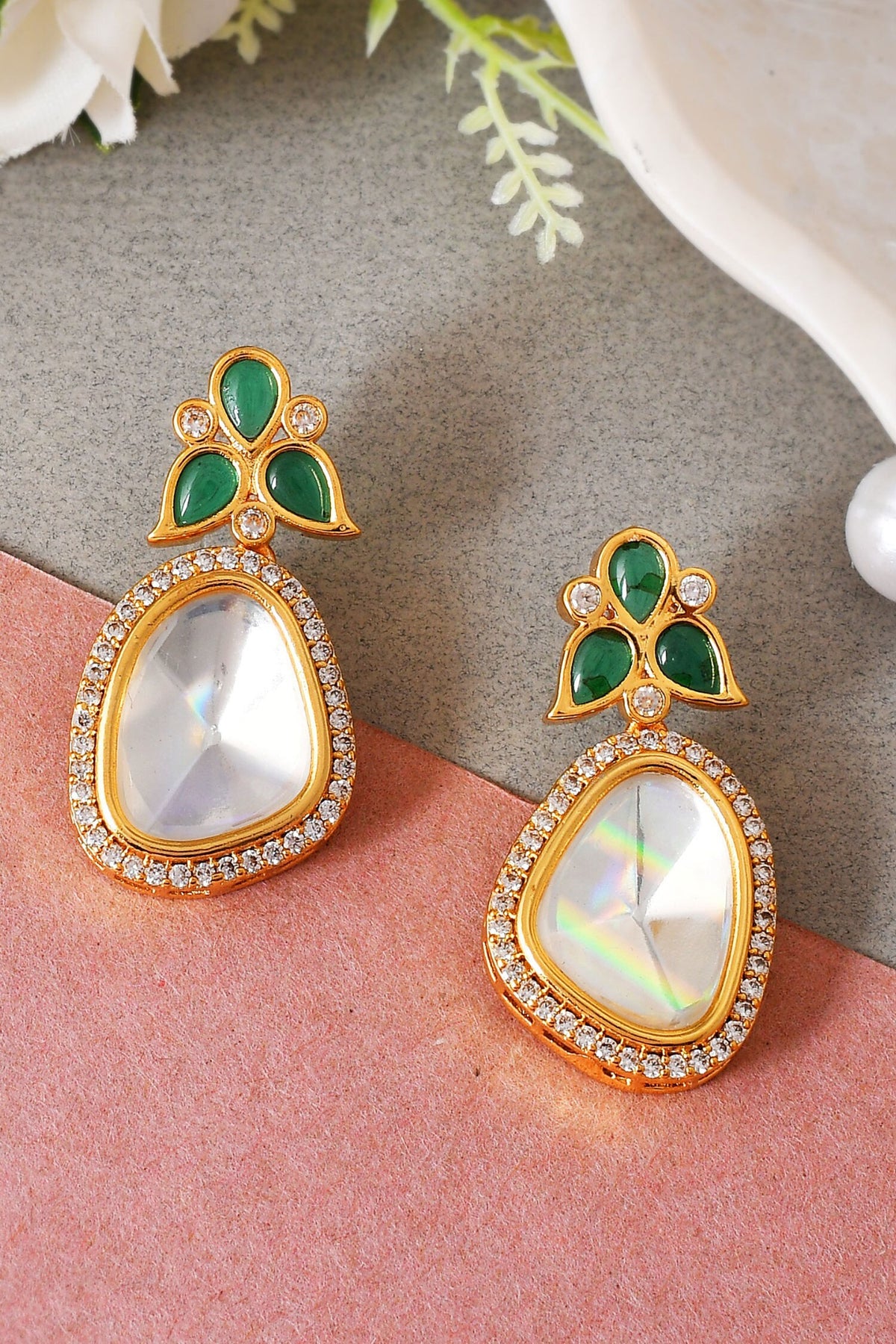 Polki Stone Embellished Earrings 