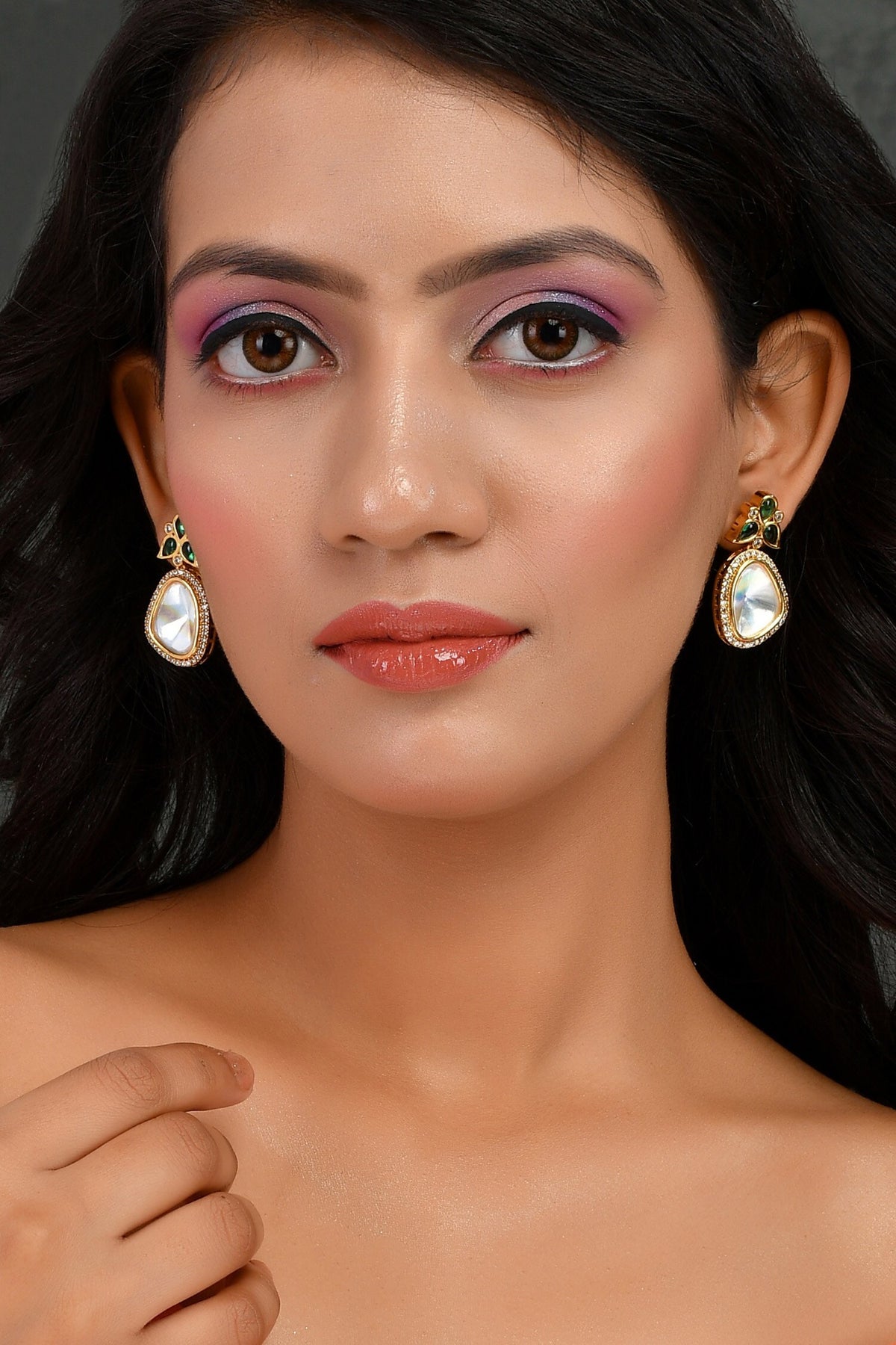 Polki Stone Embellished Earrings 