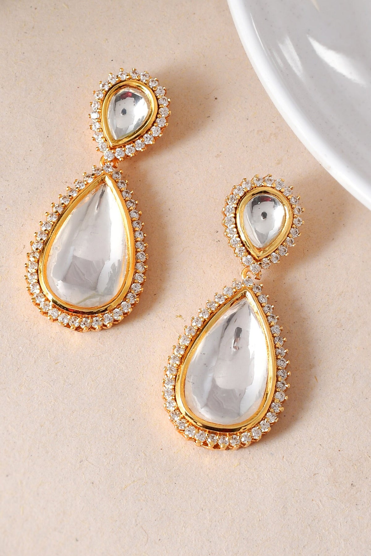Tear Drop Embellished Drop Earrings 