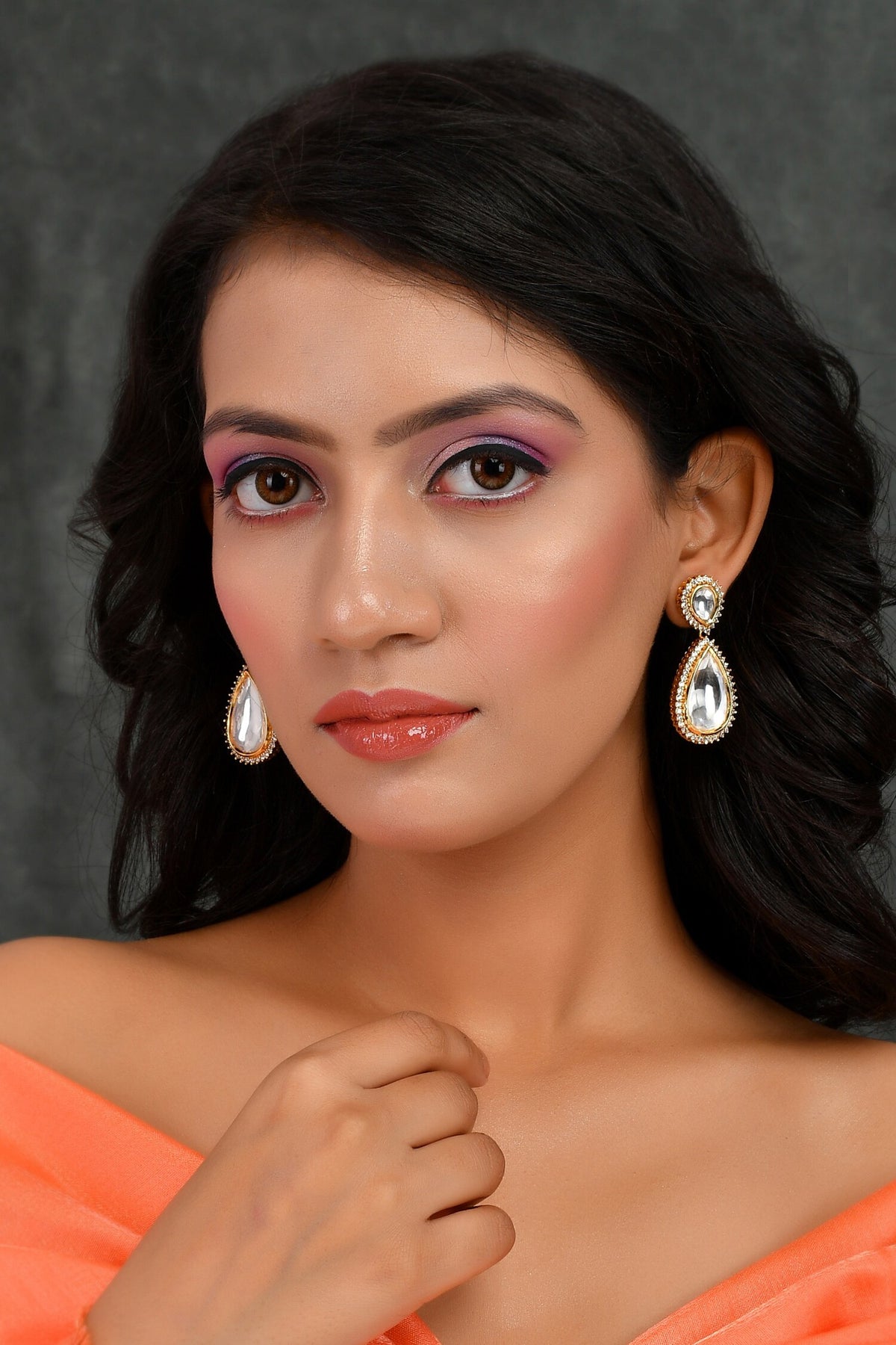 Tear Drop Embellished Drop Earrings 