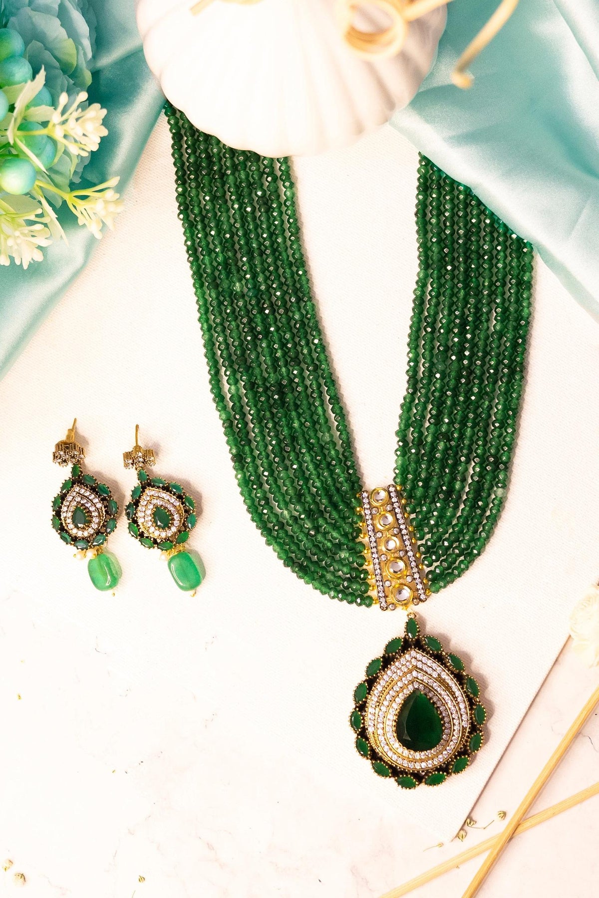 American Diamond Stone Embellished Necklace Set 