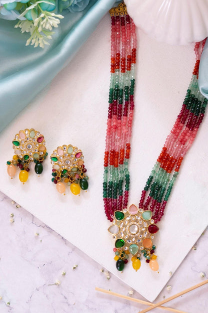 Navaratna Stone Embellished Necklace Set 