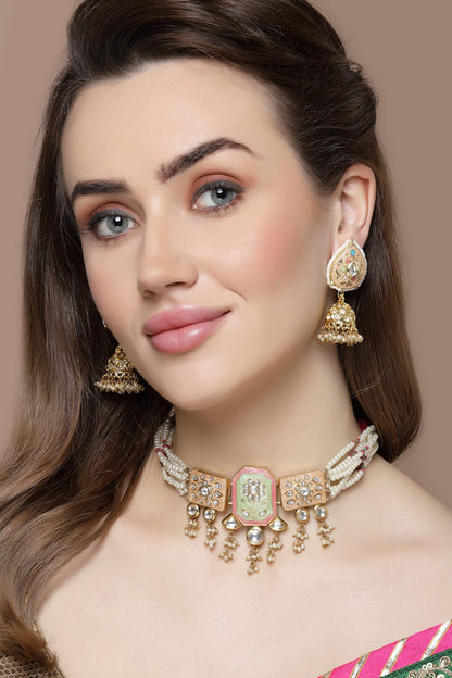 Floral Meenakari Work Embellished Jhumkas 