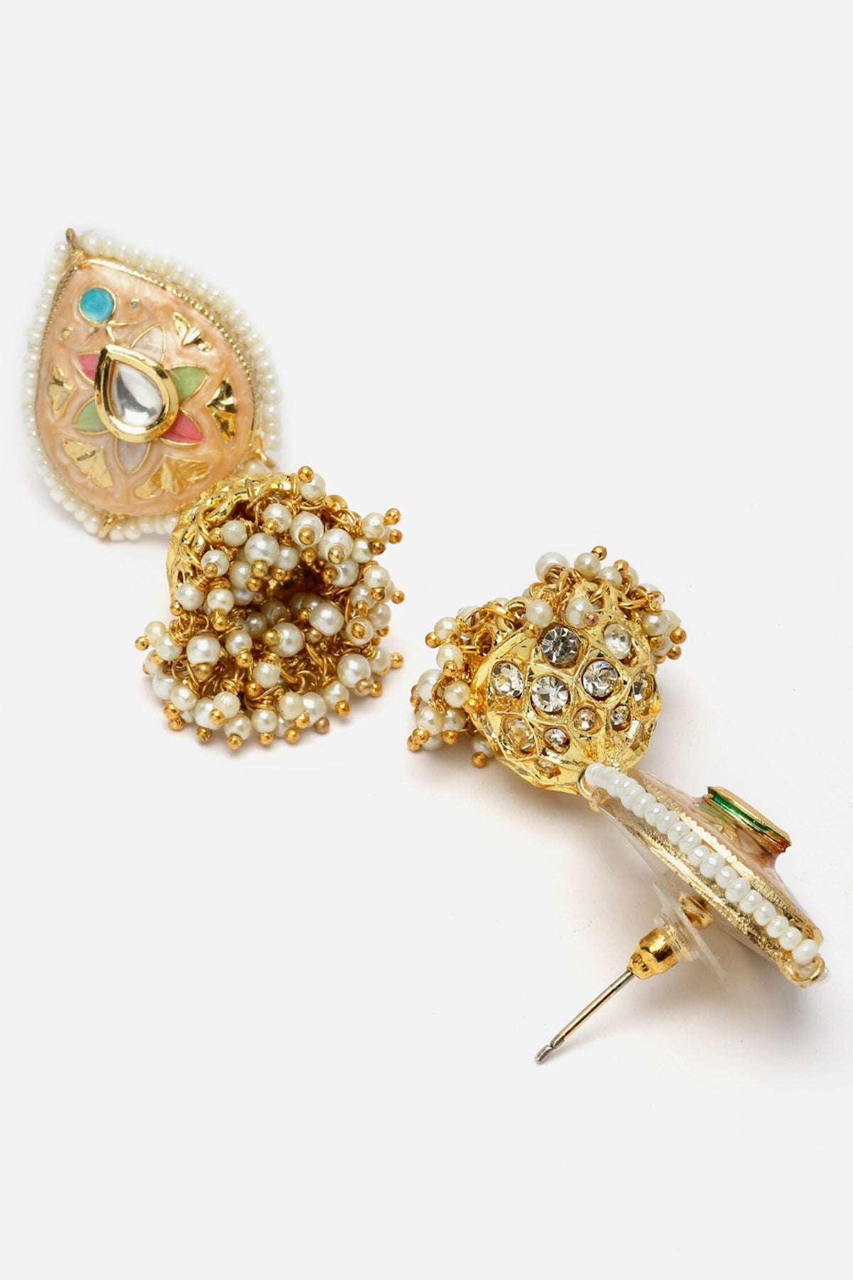 Floral Meenakari Work Embellished Jhumkas 