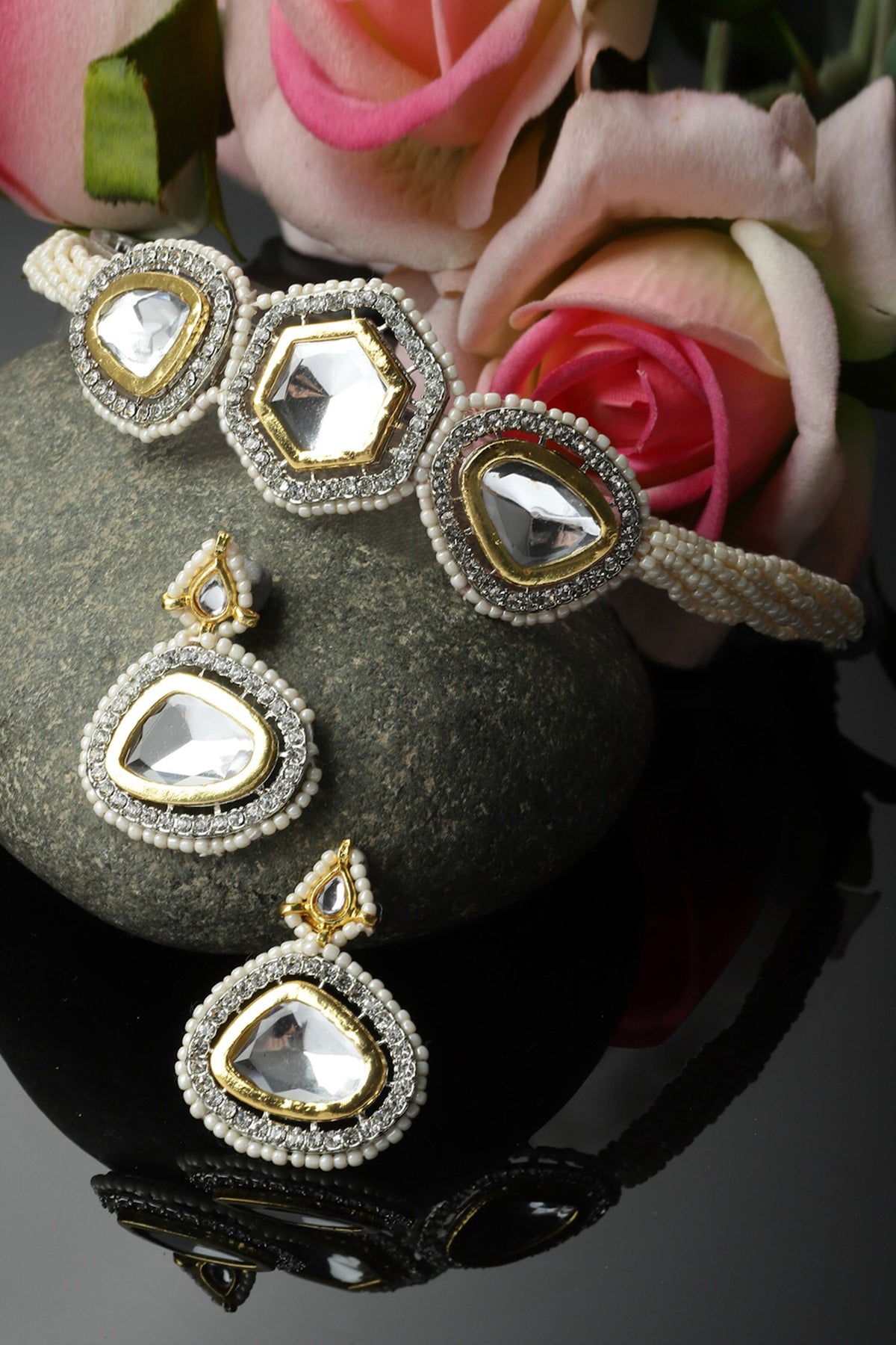Geometric Embellished Choker Necklace Net 