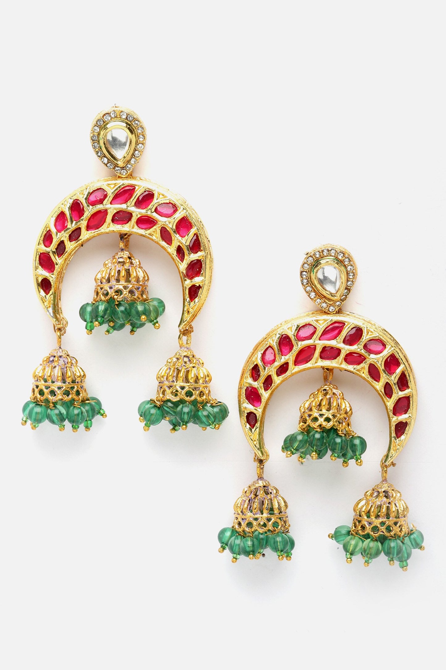 Carved Kundan & Pearl Embellished Necklace Set 