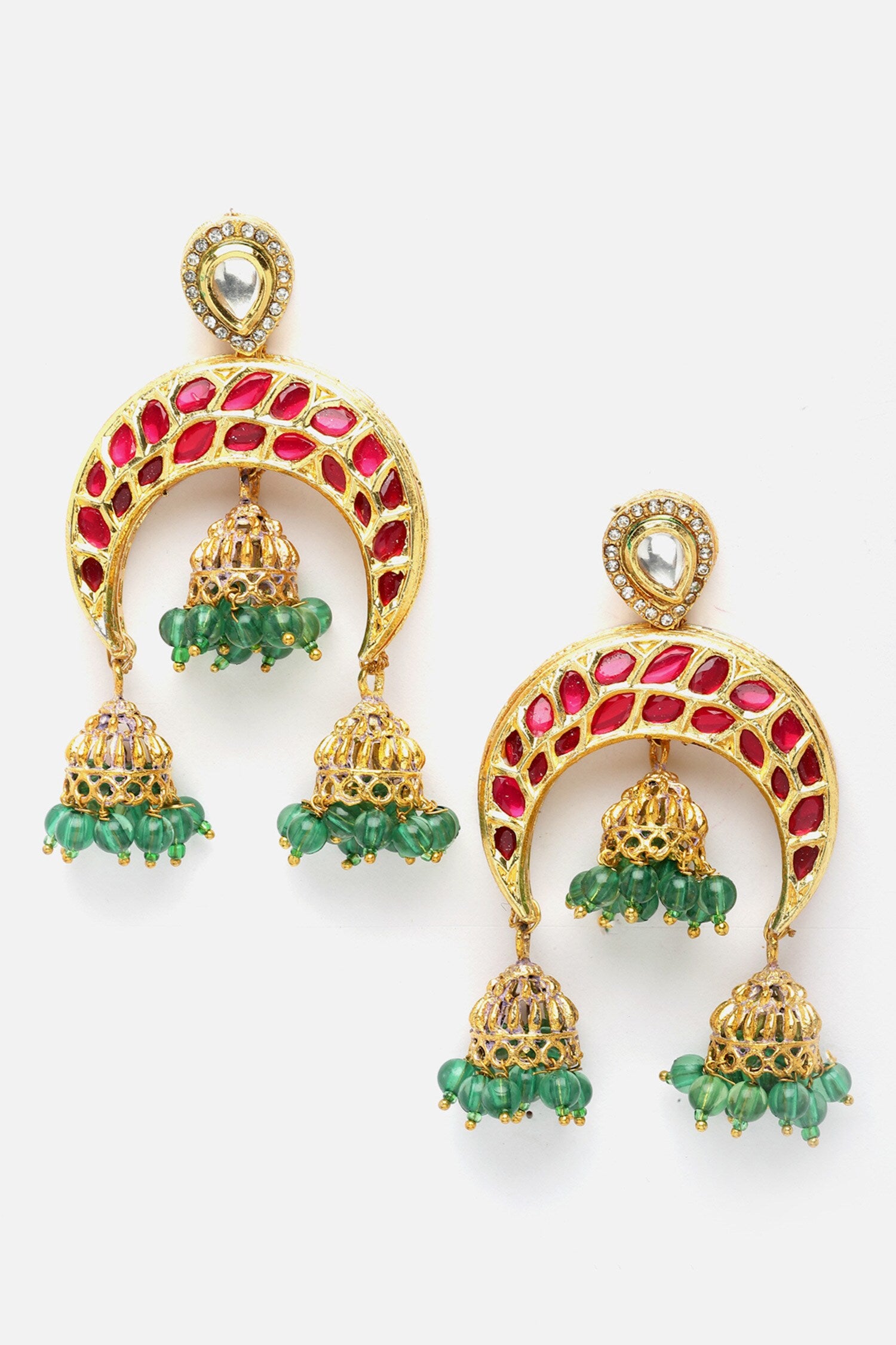 Carved Kundan & Pearl Embellished Necklace Set 