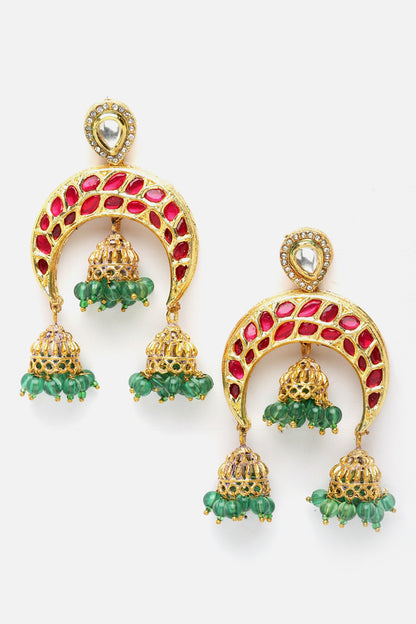 Carved Kundan & Pearl Embellished Necklace Set 