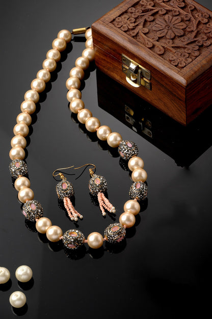 Pearl Embellished Necklace Set 
