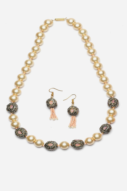 Pearl Embellished Necklace Set 
