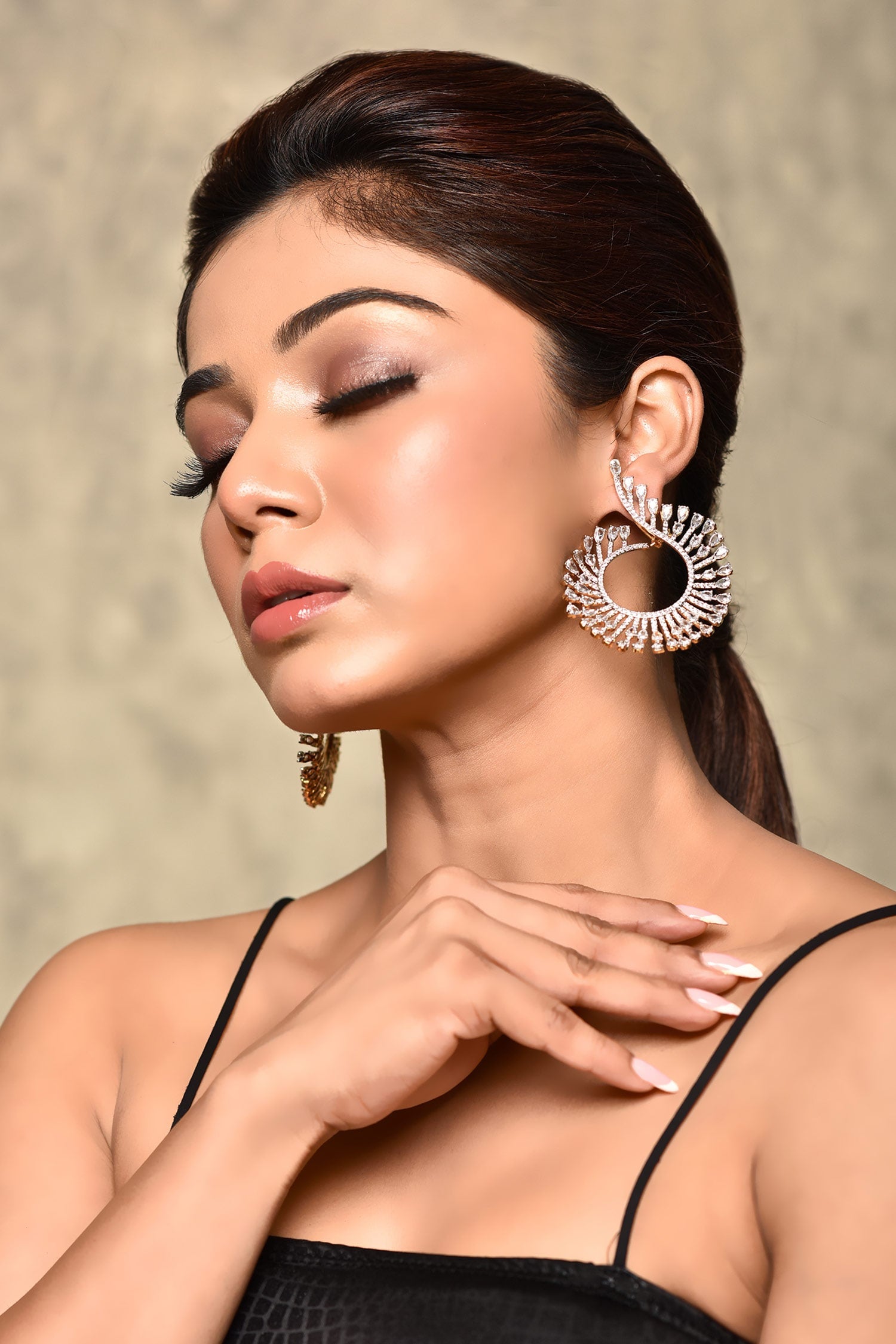 Studded Statement Hoop Earrings 