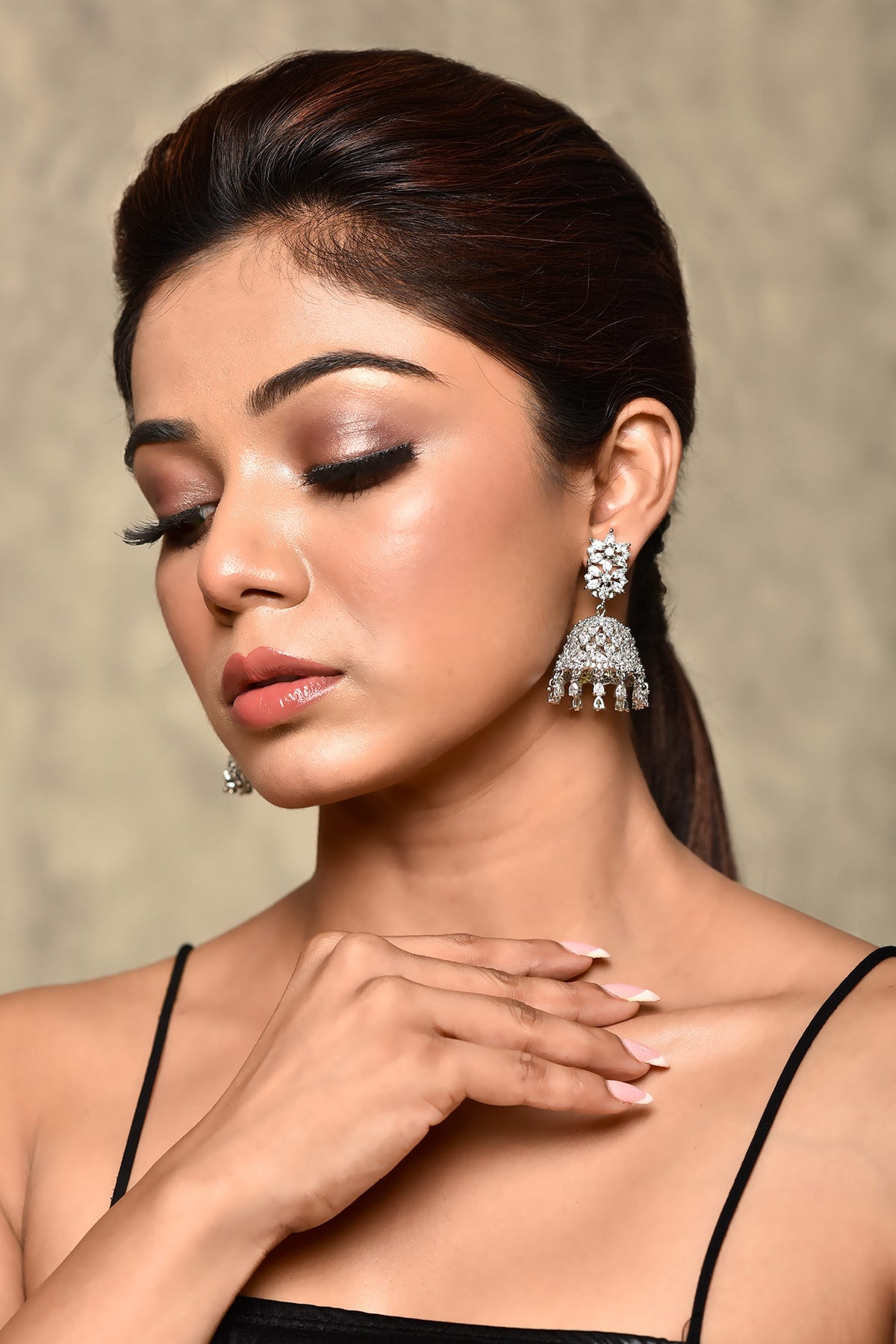 Cubic Zirconia Studded Jhumkas 