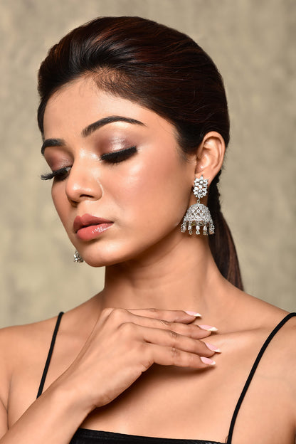 Cubic Zirconia Studded Jhumkas 
