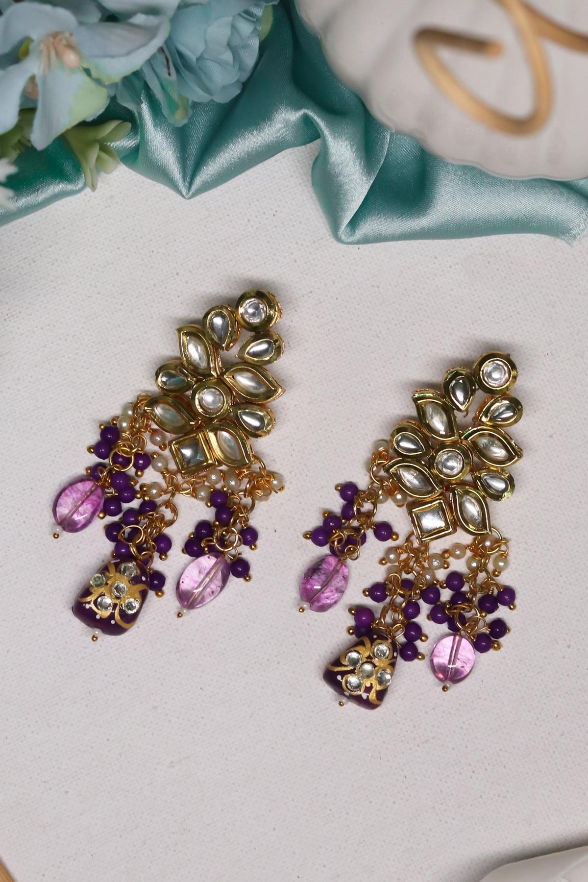 Gemstone Embellished Earrings 