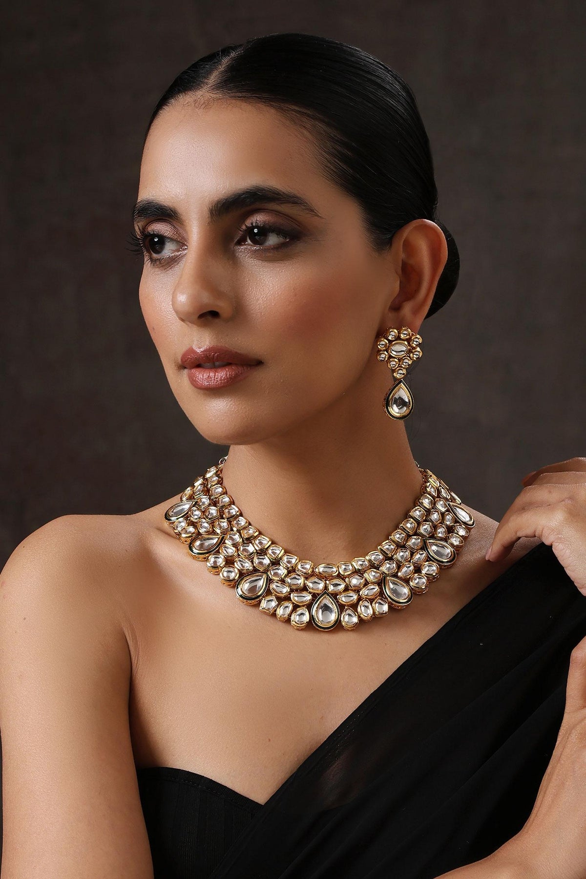Geometric Cut Work Necklace Set 