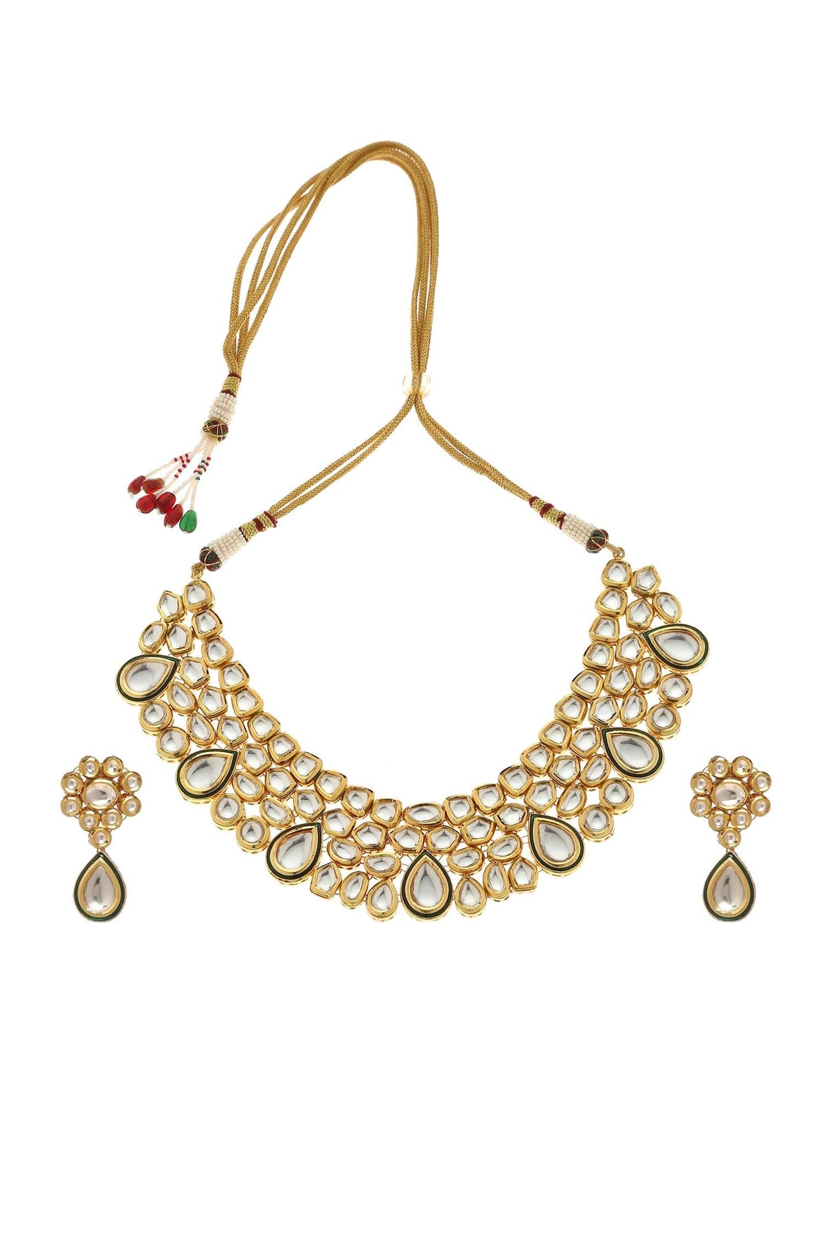 Geometric Cut Work Necklace Set 