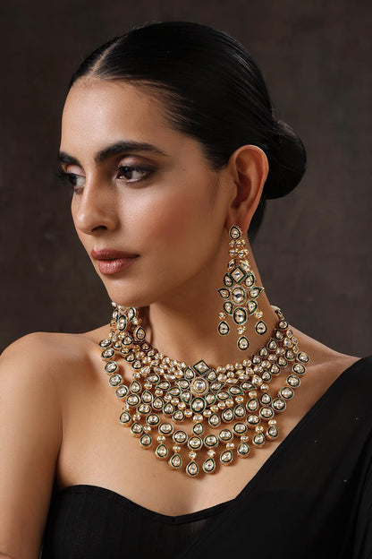 Floral Kundan Layered Necklace Set 