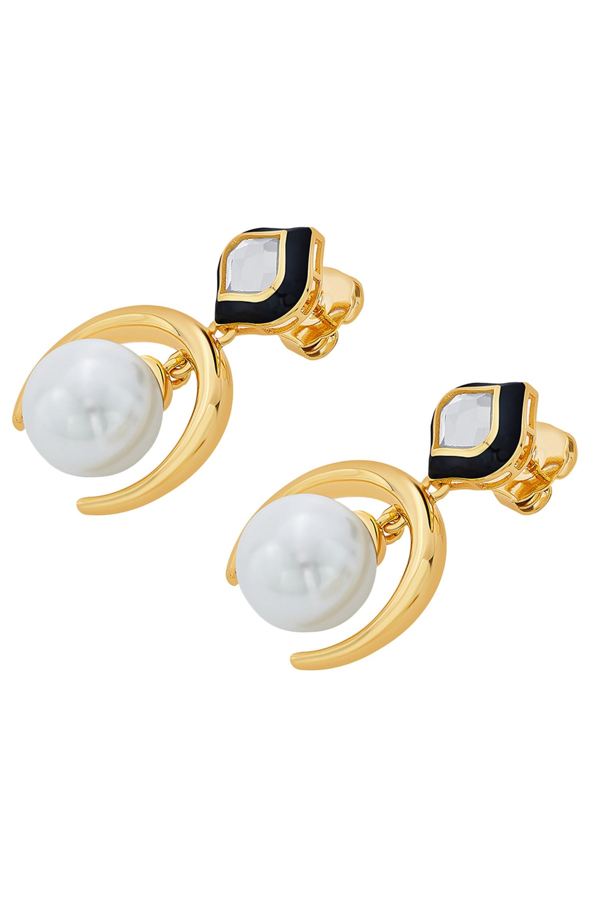Amina Half Moon Pearl Earrings 