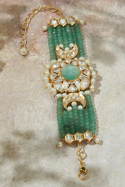 Floral Motif Polki Embellished Bracelet 
