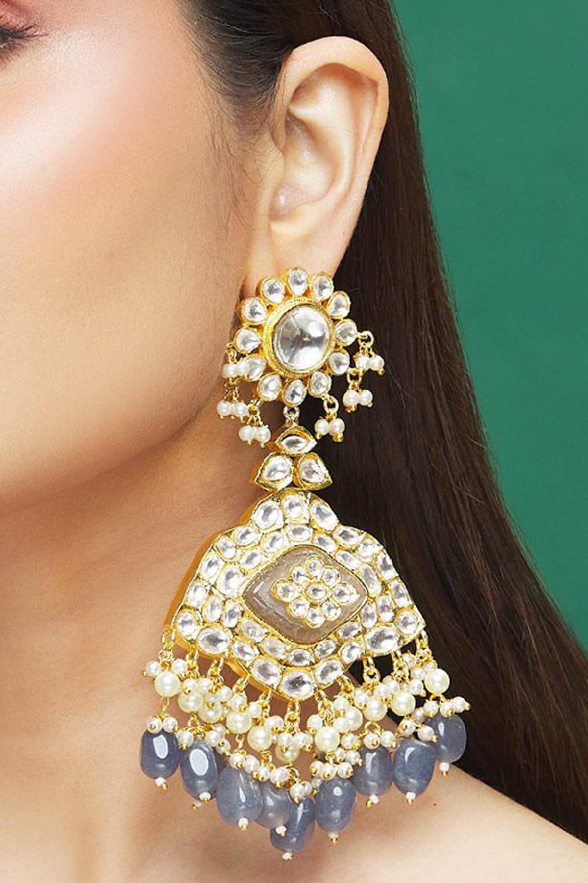 Stone Embellished Dangler Earrings 