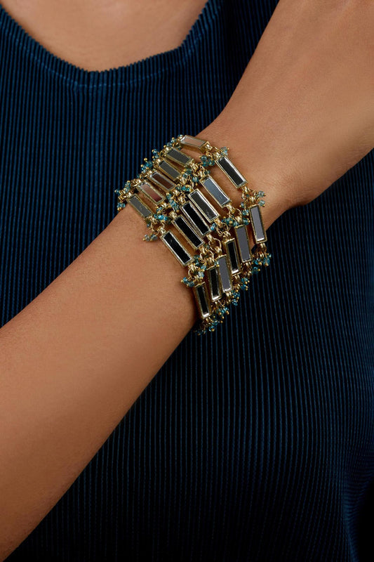 Mirror Studded Layered Qabeela Bracelet 
