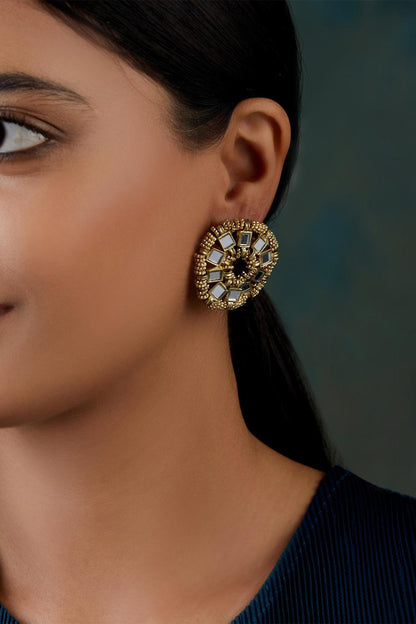 Mirror Studded Saar Stud Earrings 