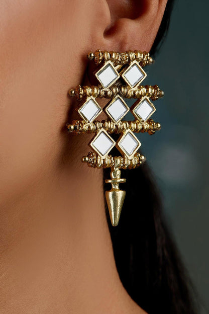 Mirror Bud Droplet Mumtaz Earrings 