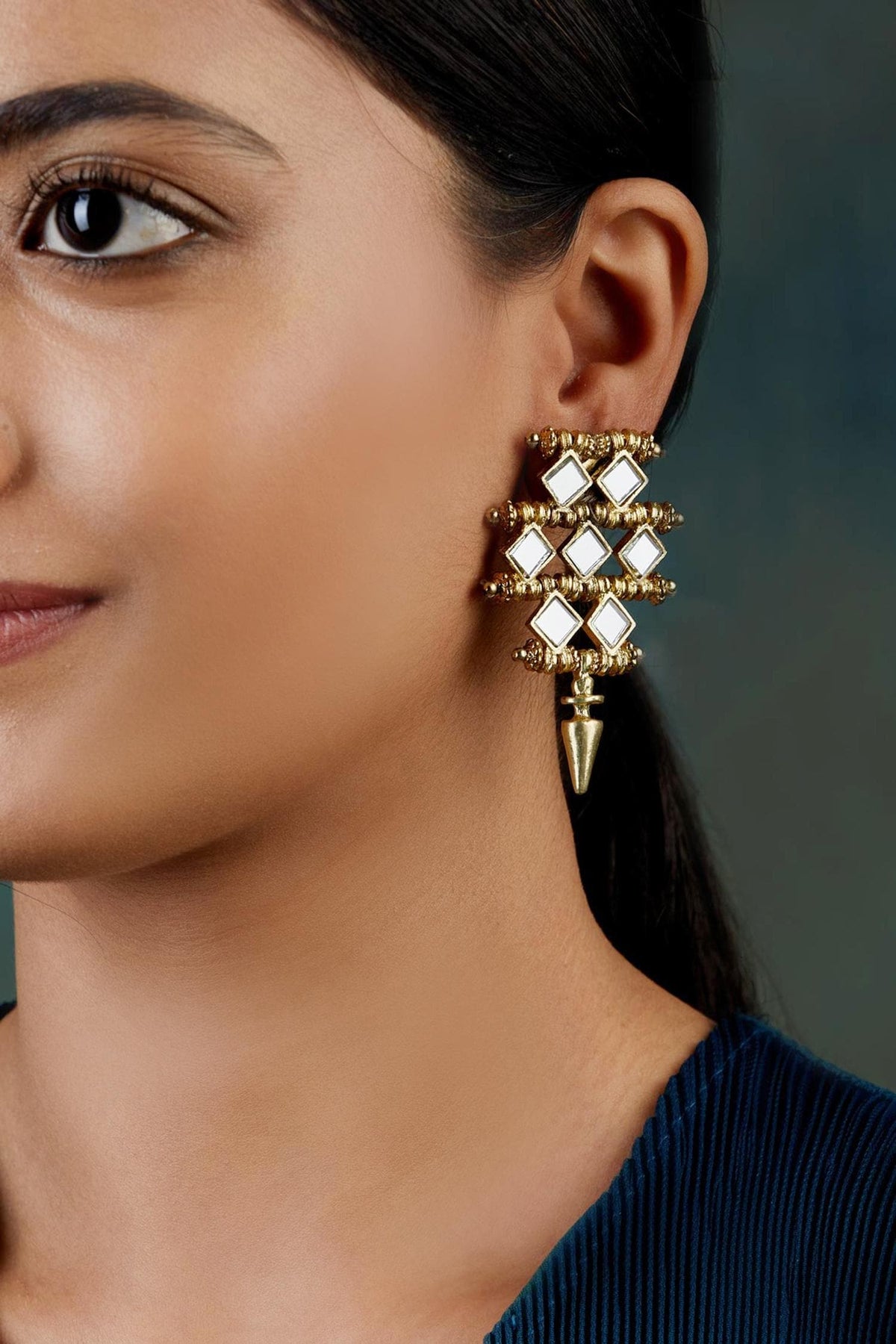 Mirror Bud Droplet Mumtaz Earrings 