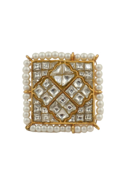 Square Jadau Stone Ring 