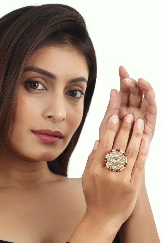 Jadau Stone Floral Ring 