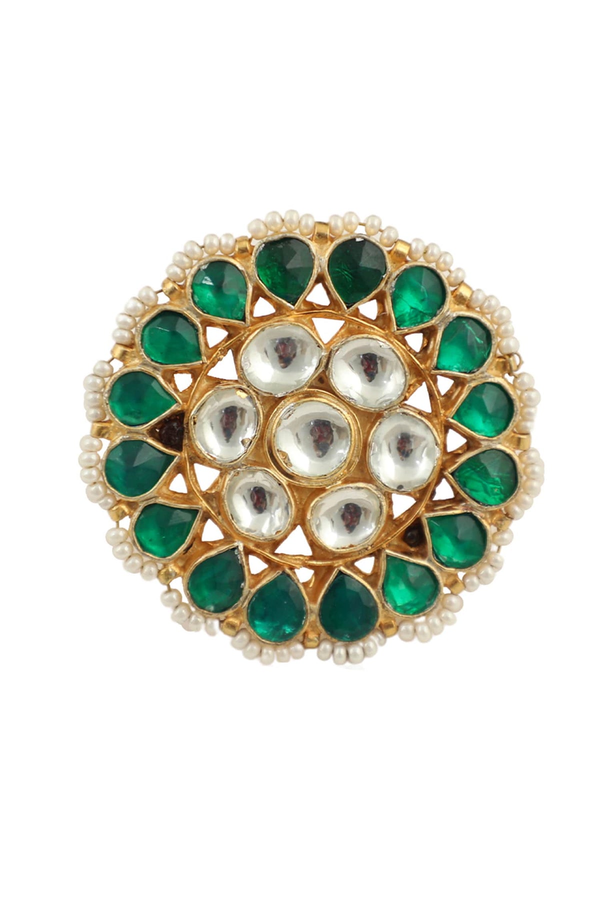 Floral Jadtar Stone Studded Ring 