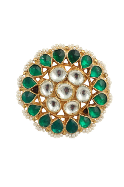 Floral Jadtar Stone Studded Ring 