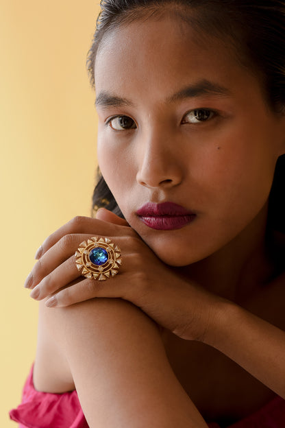 Geometric Embellished Cutwork Ring 