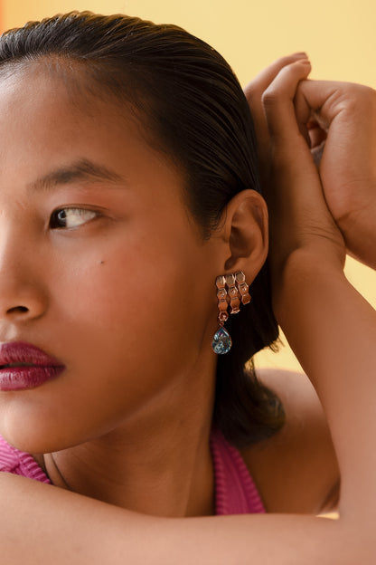 Textured Crystal Drop Earrings 