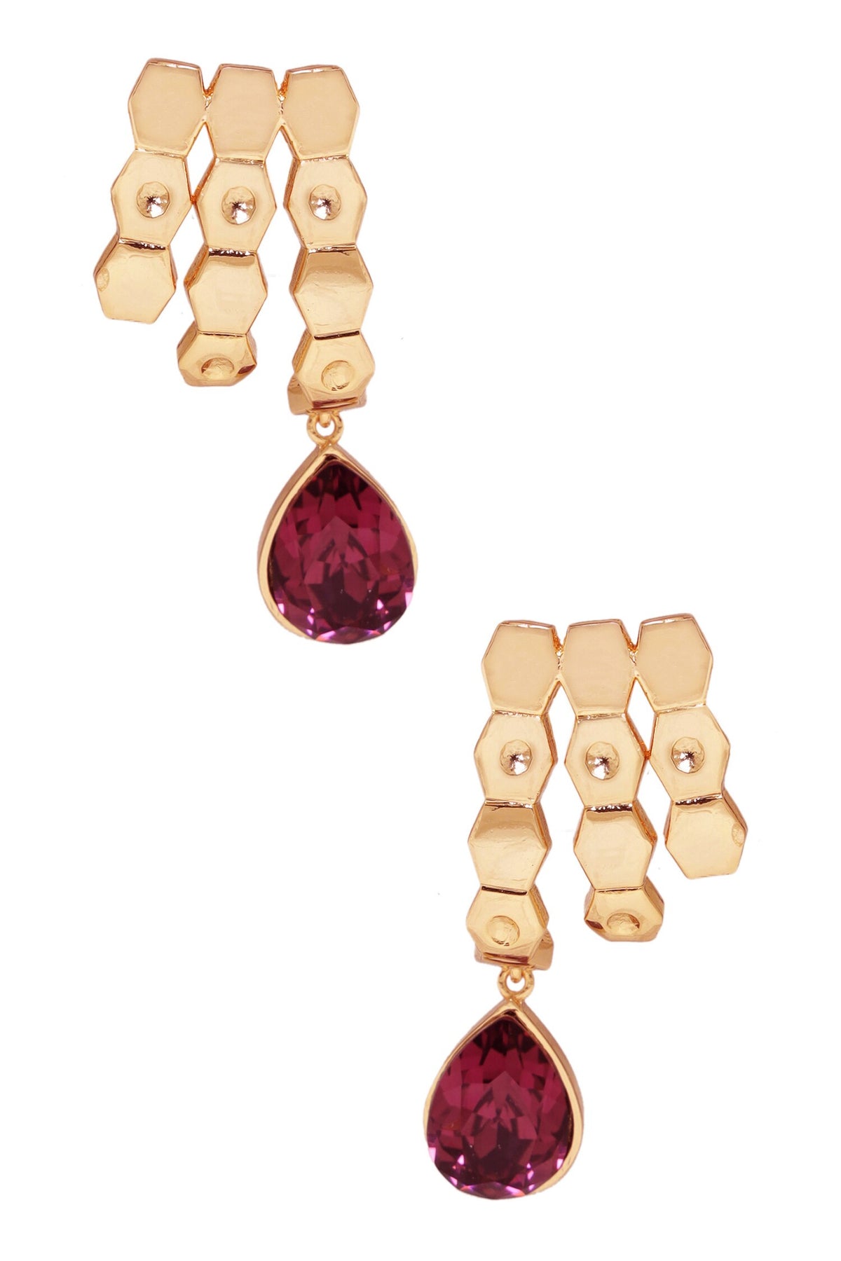 Crystal Drop Textured Earrings 