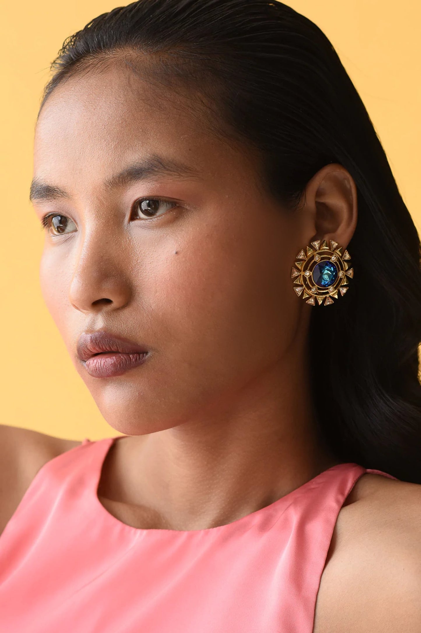 Geometric Embellished Cutwork Stud Earrings 