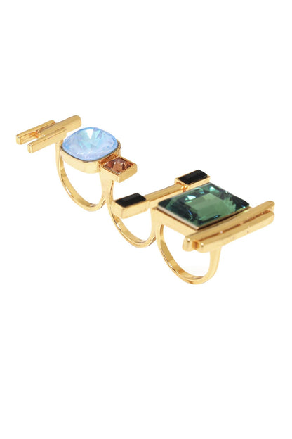 Geometric Stone Embellished Ring 
