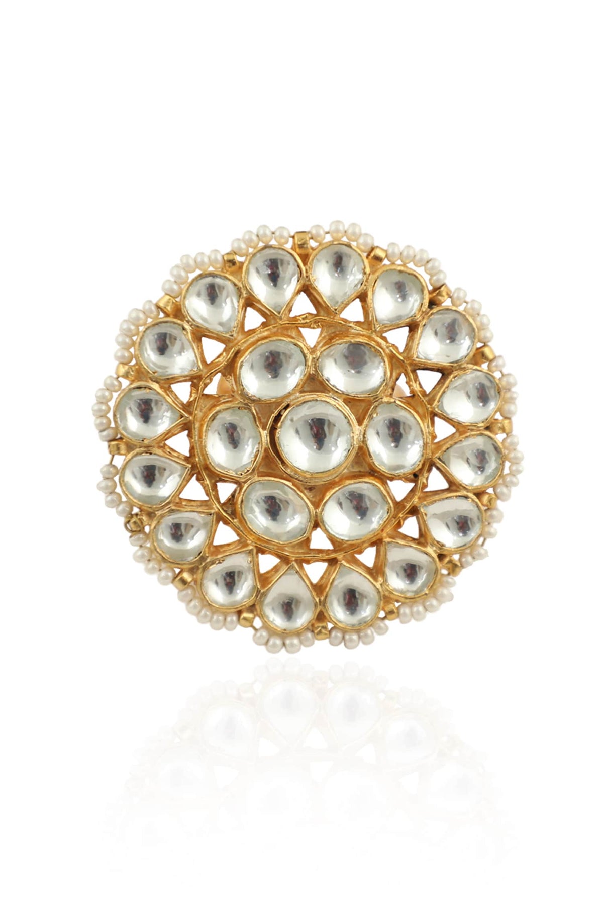 Floral Jadtar Stone Ring 