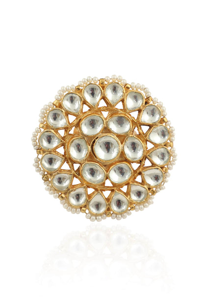Floral Jadtar Stone Ring 