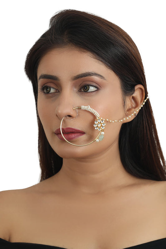 Pearl Floral Embellished Nath 