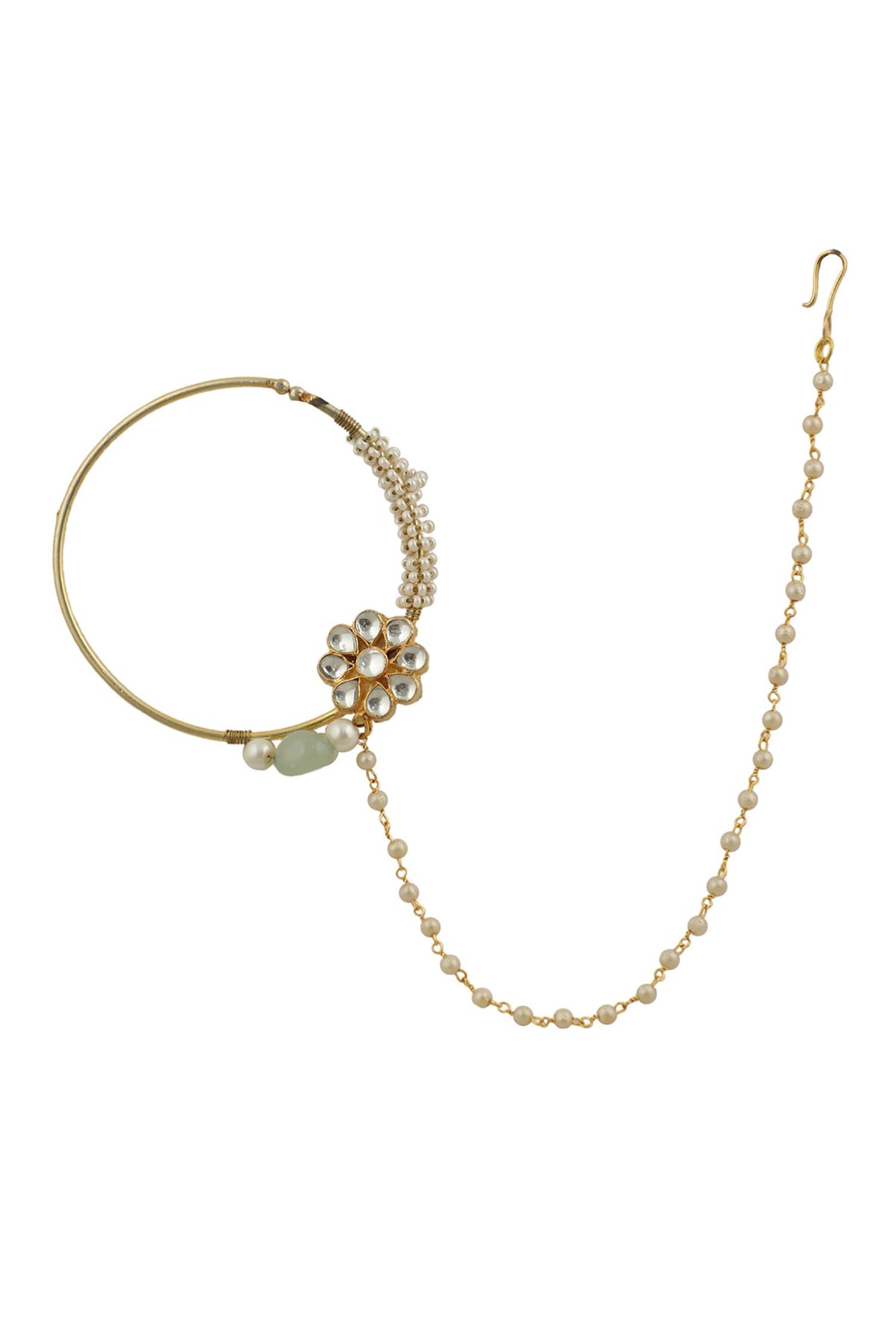 Pearl Floral Embellished Nath 