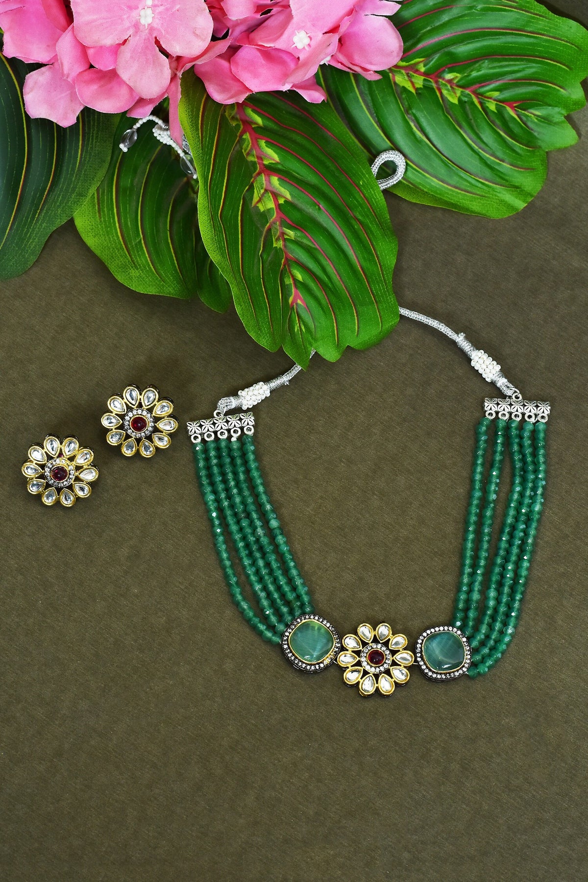 Bead Embellished Necklace Set 