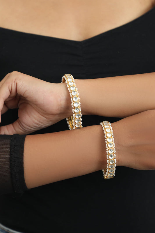 Geometric Stone Motif Bangles - Set of 2 