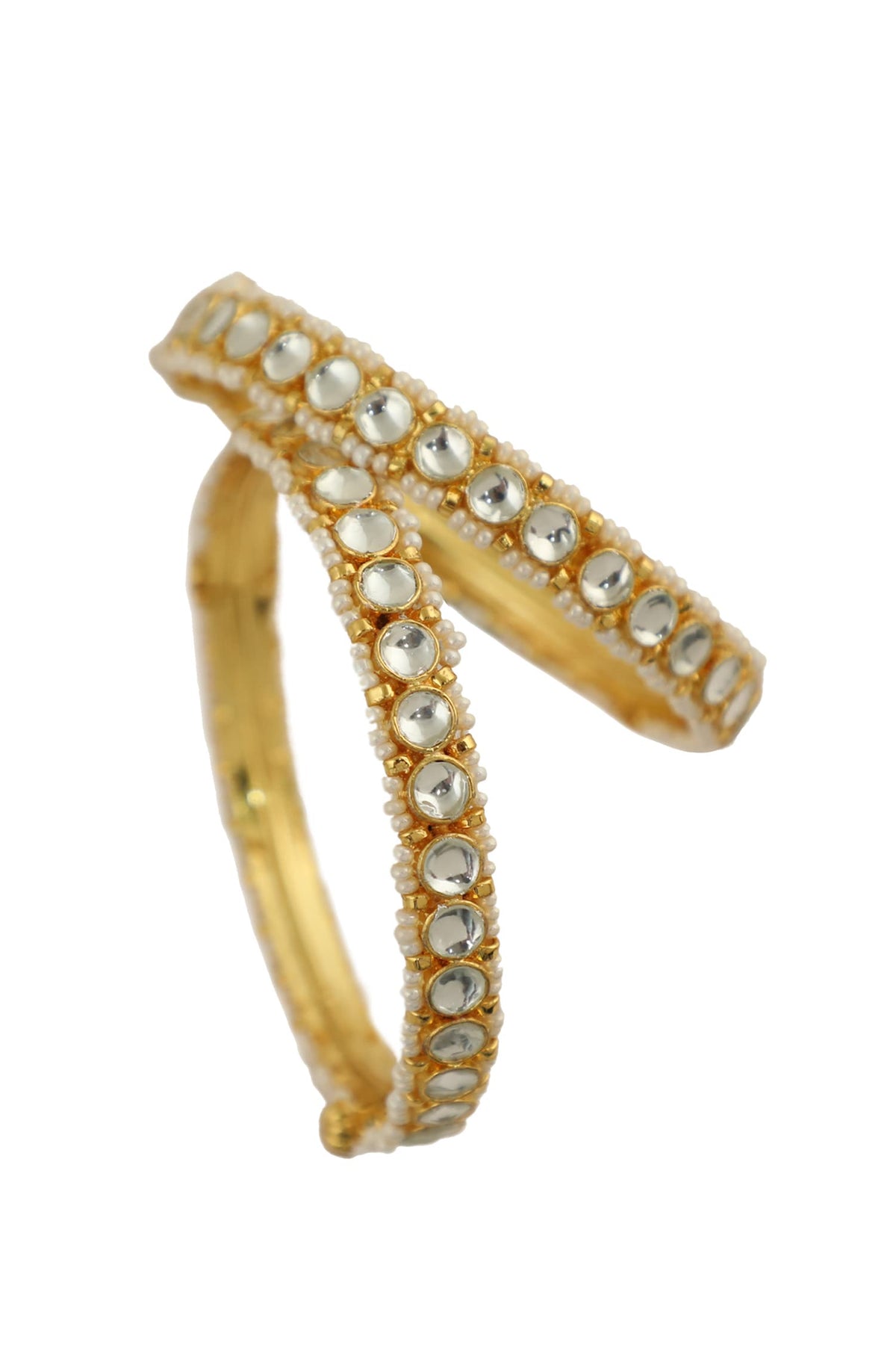 Round Jadtar Stone Bangles - Set of 2 