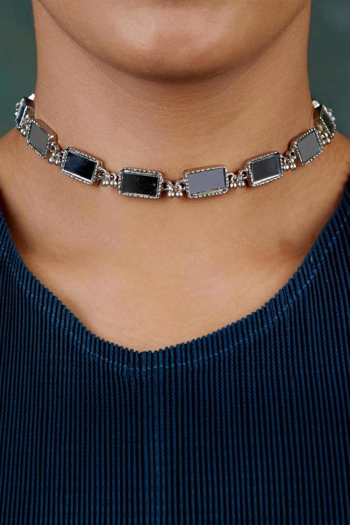 Brick Mirror Studded Choker 