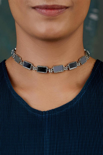 Brick Mirror Studded Choker 